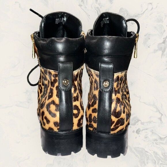 Michael Kors Rosario Cheetah-Print Fur Zip Lace Up Combat Boot Womens Size 11M - Picture 3 of 8